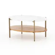 Olga 36" Oval Coffee Table-Golden Brass by Four Hands