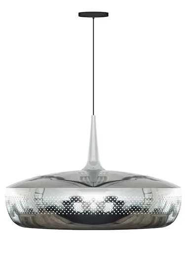 Clava Dine Hardwired Pendant in Steel with Black Cord by UMAGE