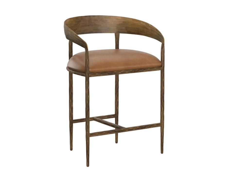 ZANATTA COUNTER STOOL - TAN LEATHER by Sunpan