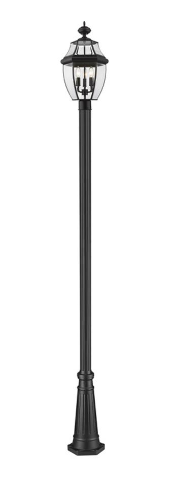 Westover 3 Light Outdoor Post Mounted Fixture in Black Finish by Z-Lite