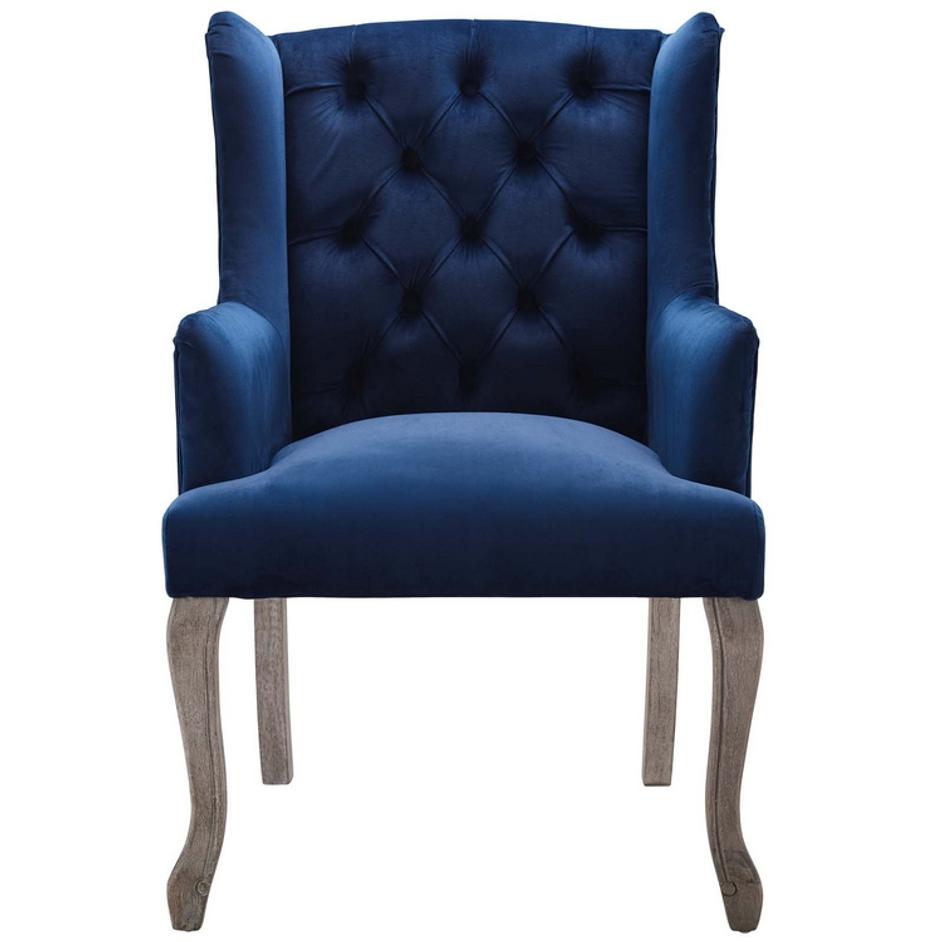 Combest French Vintage Dining Performance Velvet Armchair In Navy by Modway Furniture