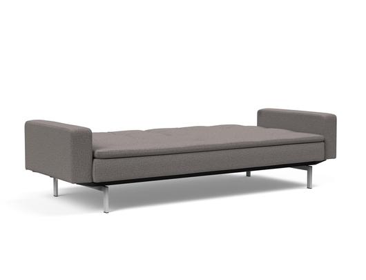 DUBLEXO SLEEPER SOFA W/ARMS in MIXED DANCE GREY FABRIC WITH Stainless Steel LEGS 521 by INNOVATION USA