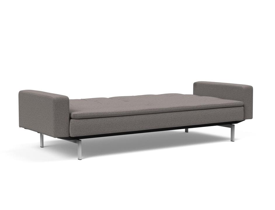 DUBLEXO SLEEPER SOFA W/ARMS in MIXED DANCE GREY FABRIC WITH Stainless Steel LEGS 521 by INNOVATION USA