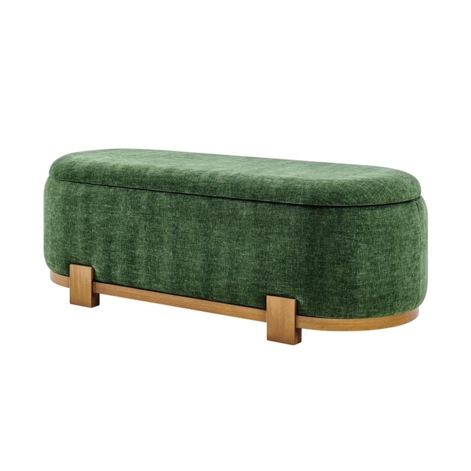Ayleen Chenille Storage Bench, Seneca Green  by New Pacific Direct