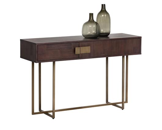 Jade Console Table - Antique Brass - Dark Mango by Sunpan