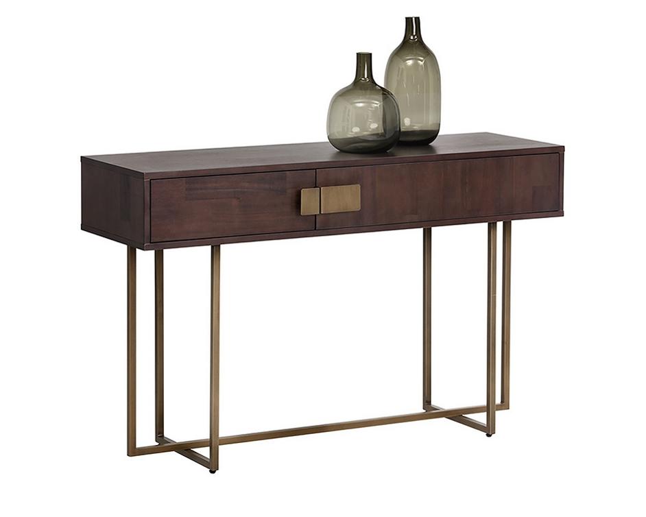 Jade Console Table - Antique Brass - Dark Mango by Sunpan