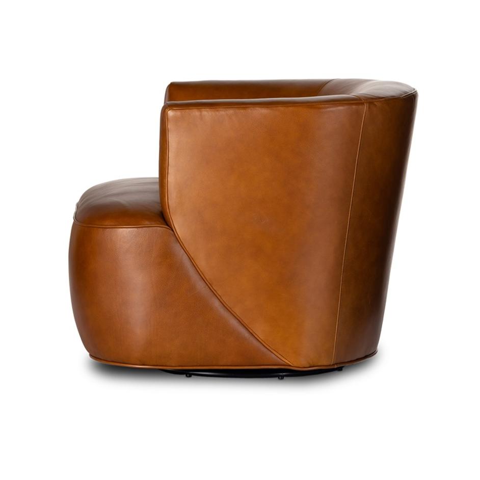 Mila Swivel Chair In Riviera Cognac by FOUR HANDS