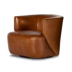 Mila Swivel Chair In Riviera Cognac by FOUR HANDS