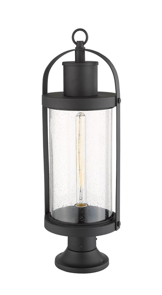 Roundhouse 1 Light Outdoor Pier Mounted Fixture in Black Finish by Z-Lite