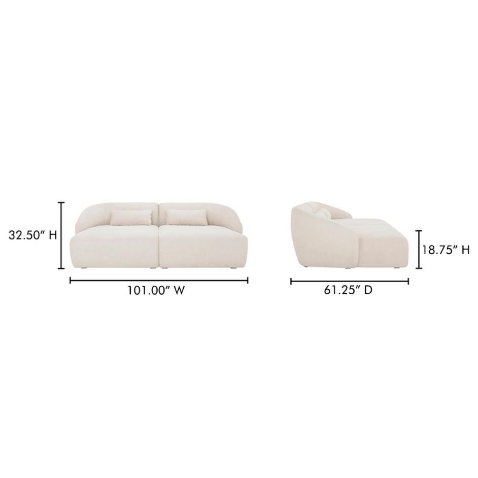 Amelia Double Chaise Modular Sectional Warm White by Moes Home