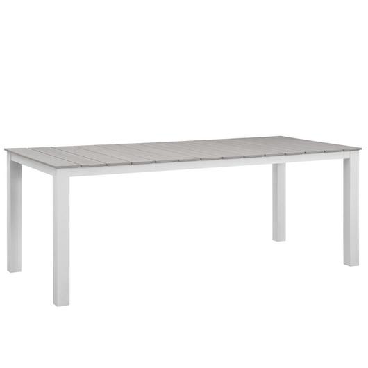 Vermont 80" Outdoor Patio Dining Table In White Light Gray by Modway Furniture