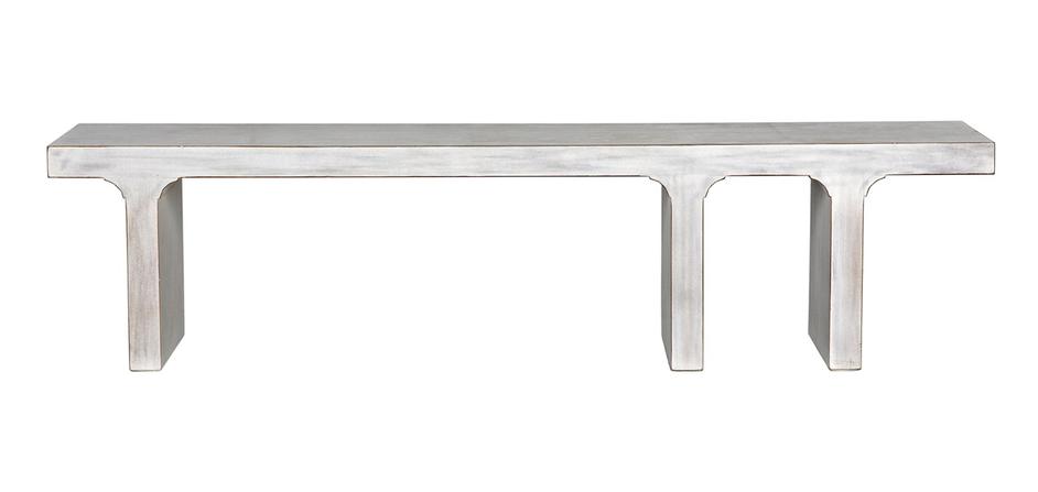 Kir Mahogany Bench in White Wash Finish by Noir Furniture