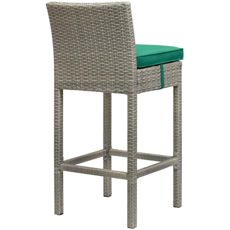 Brandon Outdoor Patio Wicker Rattan Bar Stool In Light Gray Green by Modway Furniture