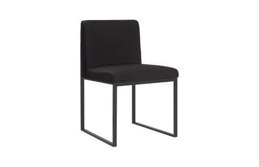Frozen Dining Chair, Black Velvet Fabric, Matte Black Metal Frame by PHILLIPS COLLECTION