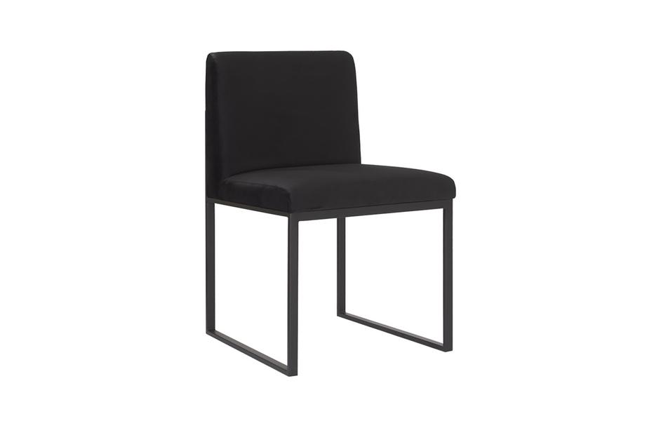 Frozen Dining Chair, Black Velvet Fabric, Matte Black Metal Frame by PHILLIPS COLLECTION