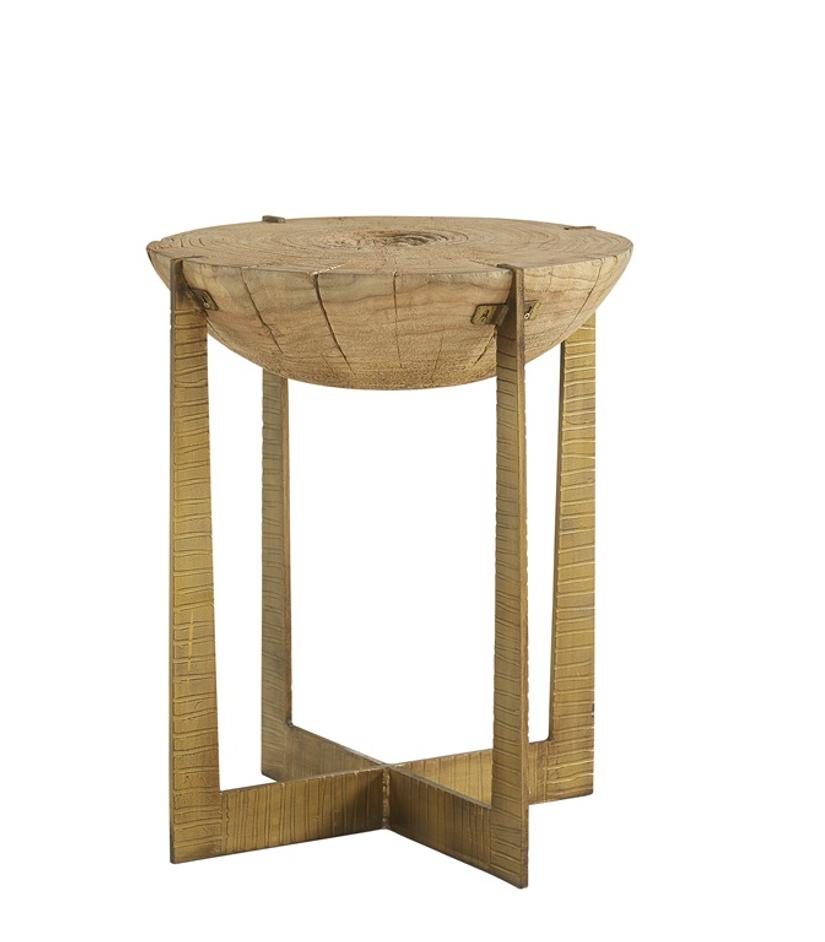 Brass Base Grain End Table by Furniture Classics