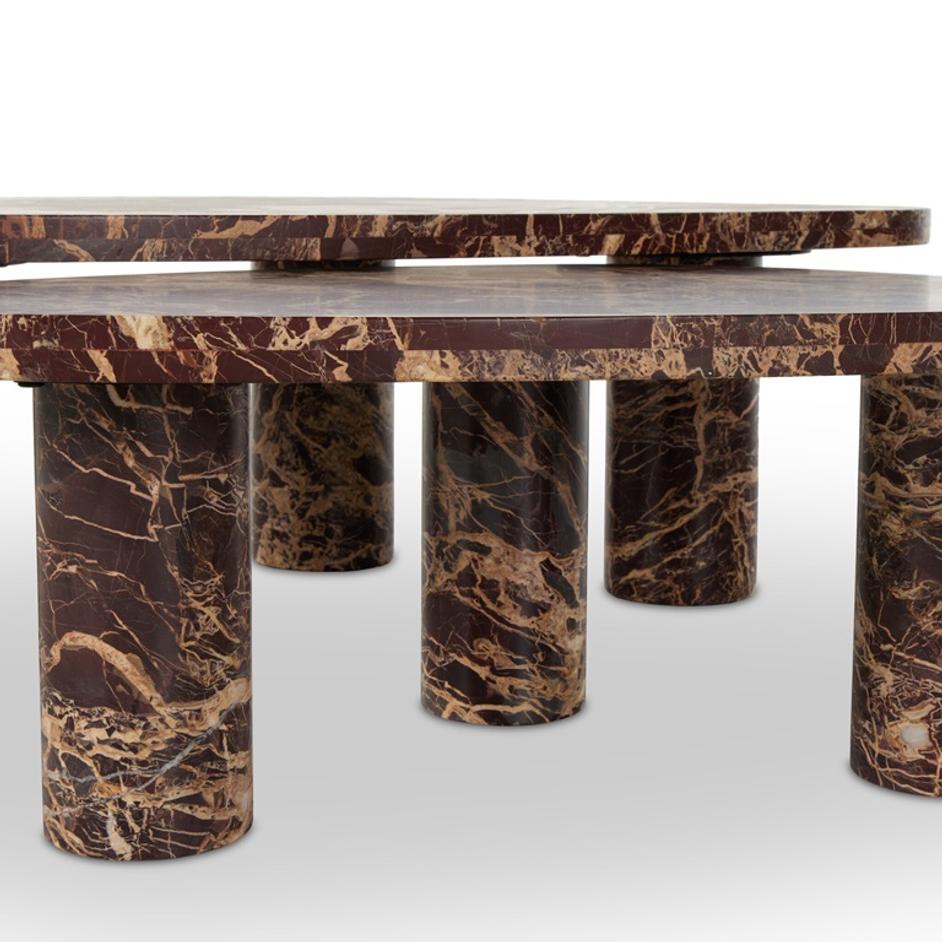 Zion Coffee Table Set - Merlot Marble by Four Hands