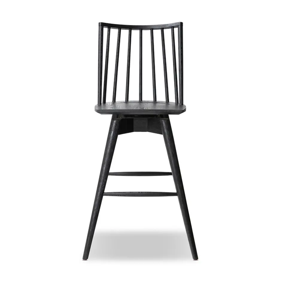 Lewis Swivel Bar Stool in Black Oak by FOUR HANDS