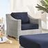 Rosie Sunbrella® Outdoor Patio Wicker Rattan 2-Piece Armchair And Ottoman Set In Light Gray Navy by Modway Furniture
