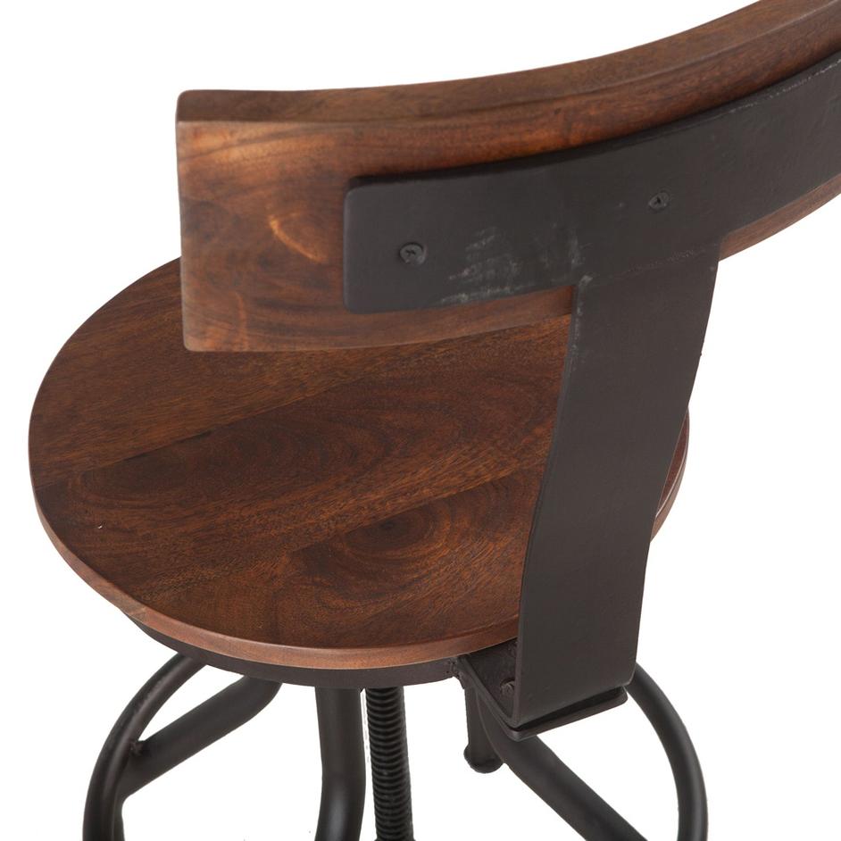 Industrial Modern Acacia Wood Adjustable Bar Stool by Home Trends & Design