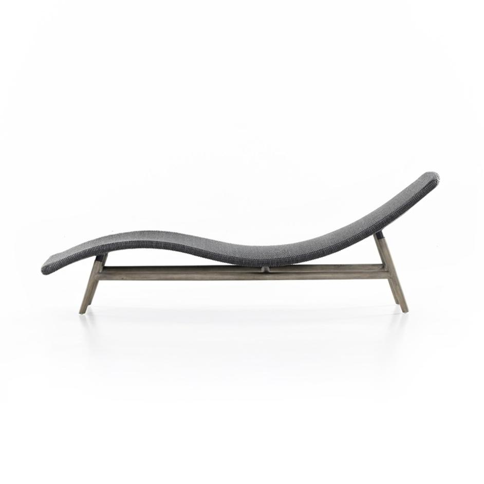 Portia Outdoor Chaise Lounge In Coal by FOUR HANDS