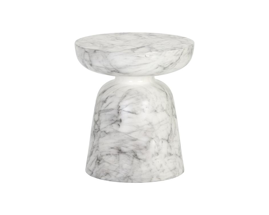 Lucida End Table - Marble Look - White by Sunpan
