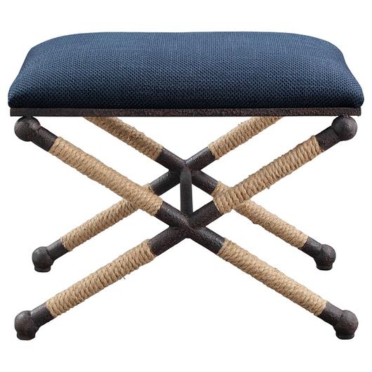 Firth Small Navy Fabric Bench by Uttermost