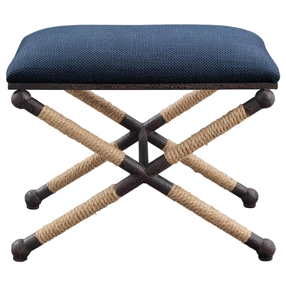 Firth Small Navy Fabric Bench by Uttermost
