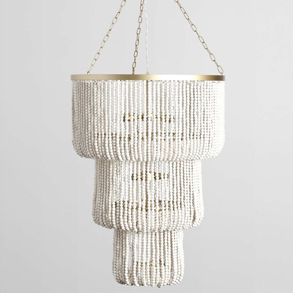 Amanda Beaded Chandelier White by Classic Home