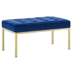 Garret Gold Stainless Steel Leg Medium Performance Velvet Bench In Gold Navy by Modway Furniture