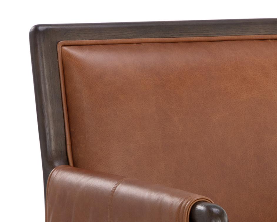 MAUTI DINING ARMCHAIR - BROWN - SHALIMAR TOBACCO LEATHER by Sunpan