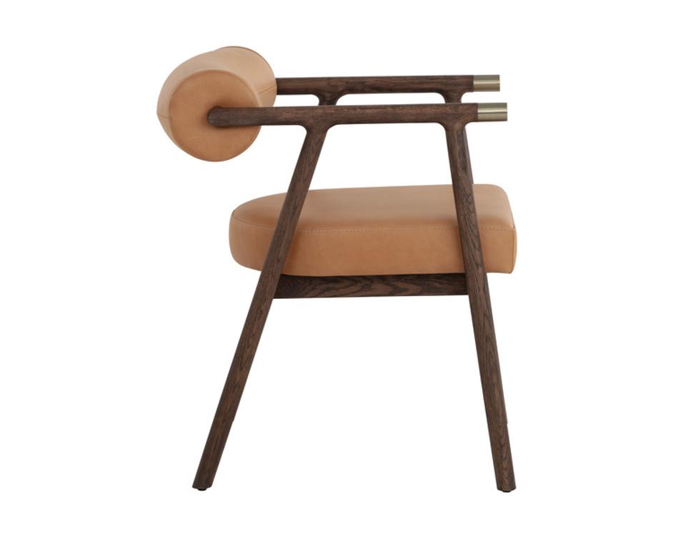 SOVA DINING ARMCHAIR - ANTIQUE BROWN - SAHARA CAMEL LEATHER by Sunpan