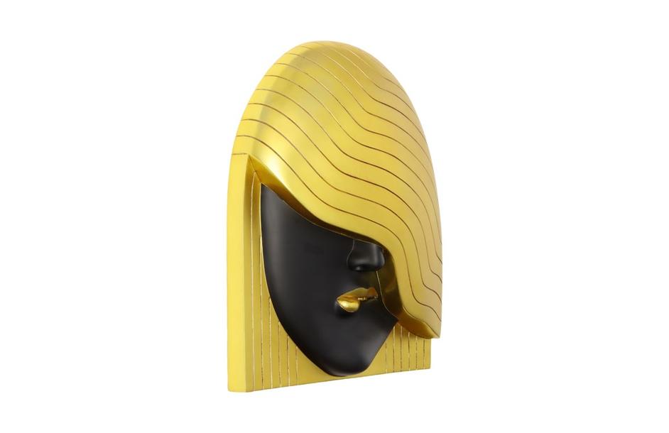 Fashion Faces Wall Art, Large, Her Left Wave, Black and Gold by Phillips Collection