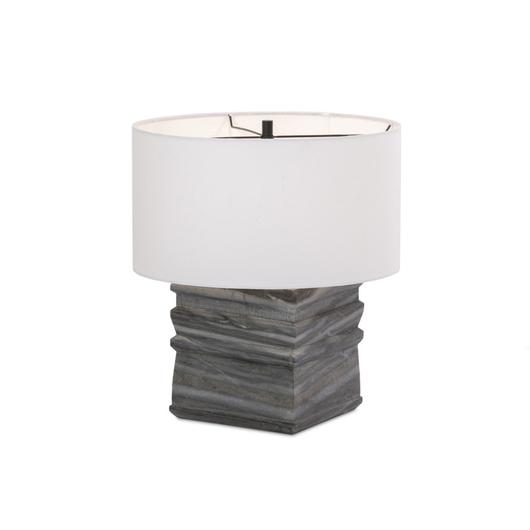 Cedric Table Lamp In Slate Grey Marble-Ivory Linen-Jet Black by Four Hands
