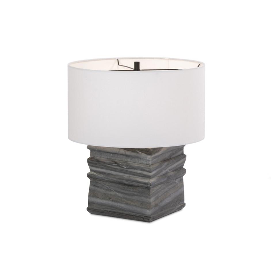 Cedric Table Lamp In Slate Grey Marble-Ivory Linen-Jet Black by Four Hands
