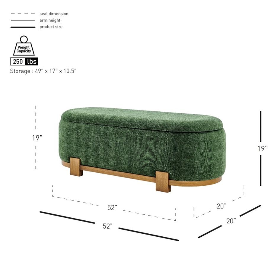 Ayleen Chenille Storage Bench, Seneca Green  by New Pacific Direct
