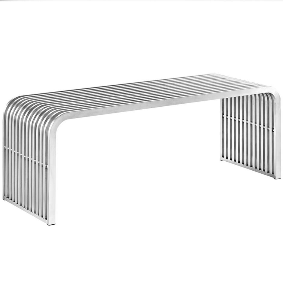 Hartin 47" Stainless Steel Bench In Silver by Modway Furniture