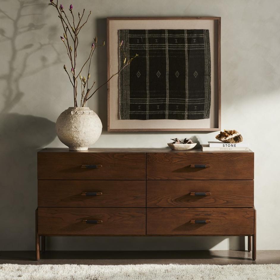 Halston 6 Drawer Dresser In Terra Brown Ash by FOUR HANDS