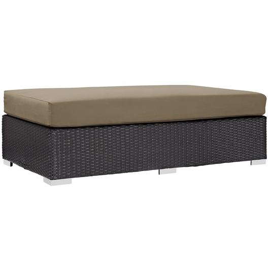 Minerva Outdoor Patio Fabric Rectangle Ottoman In Espresso Mocha by Modway Furniture