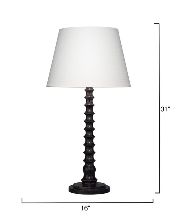 Revolution Wood Table Lamp with Linen Shade, Black by Jamie Young