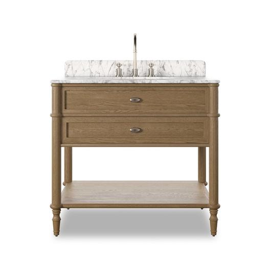 Toulouse Single Vanity - Washed Blonde Oak Veneer by Four Hands