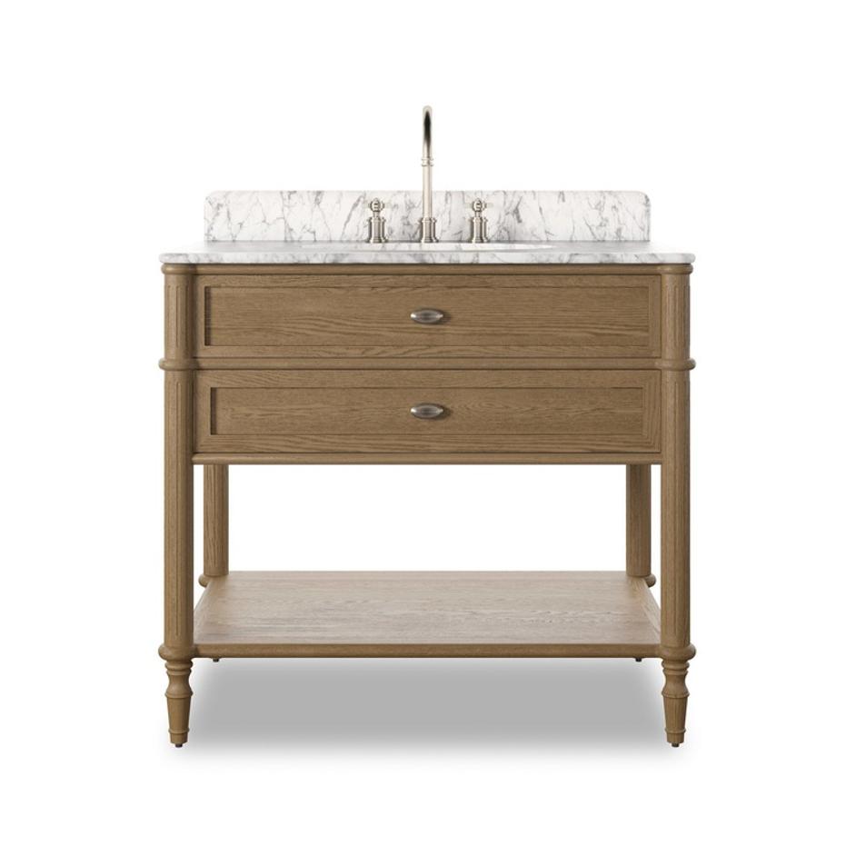 Toulouse Single Vanity - Washed Blonde Oak Veneer by Four Hands