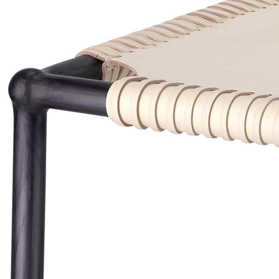 Asher Leather Bar Stool, White by Jamie Young