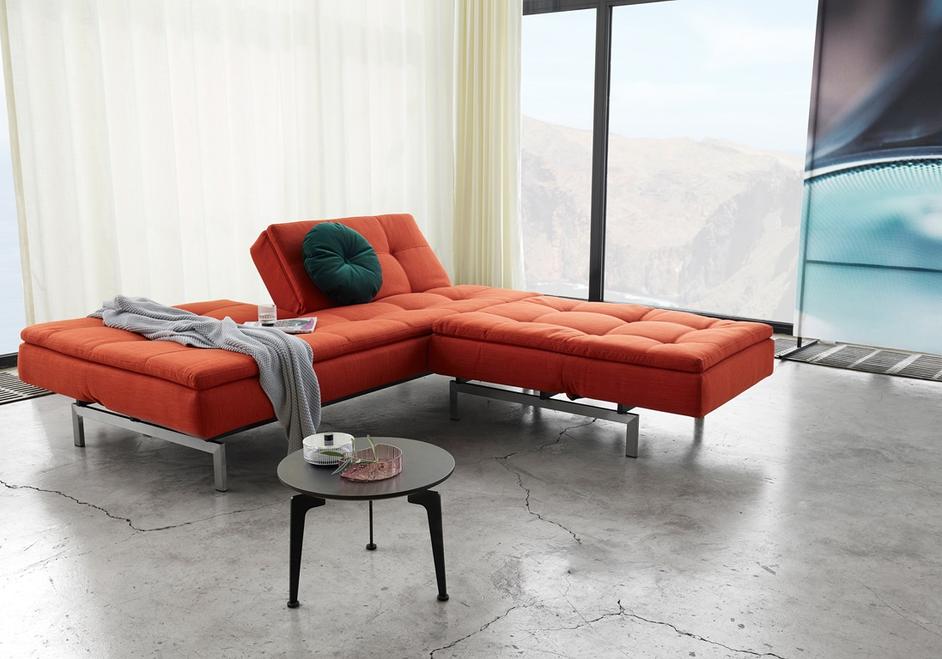 DUBLEXO SLEEPER SOFA in ELEGANCE PAPRIKA FABRIC WITH Stainless Steel LEGS 506 by INNOVATION USA