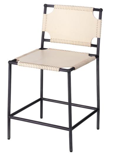 Asher Leather Counter Stool, White by Jamie Young