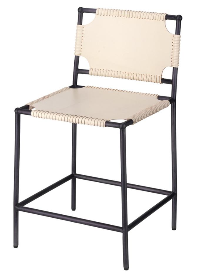 Asher Leather Counter Stool, White by Jamie Young