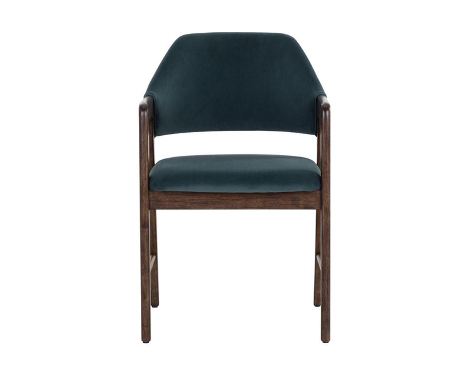 MILTON DINING ARMCHAIR - SMOKE ACACIA - MEG DUSTY TEAL by Sunpan