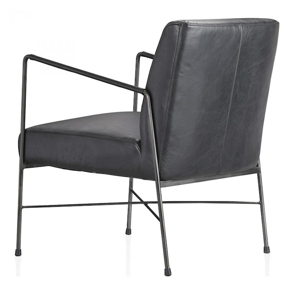 DAGWOOD LEATHER ARM CHAIR ONYX BLACK LEATHER by Moes Home