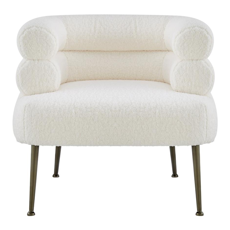 Zerline KD Faux Shearling Accent Chair, Shearling Beige by New Pacific Direct