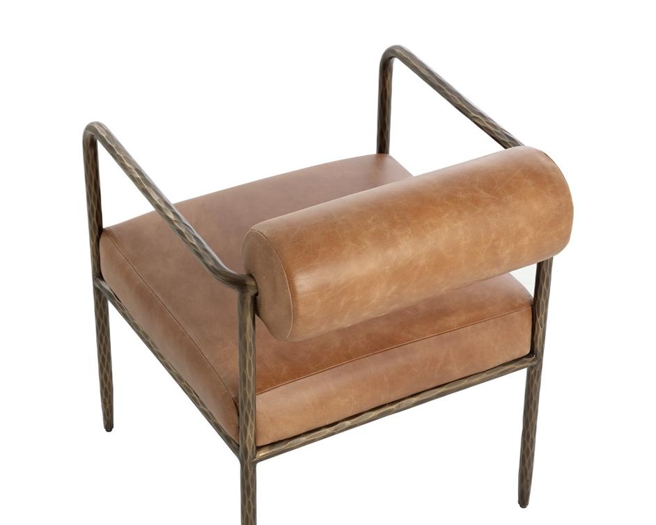 AJANI DINING ARMCHAIR - TAN LEATHER by Sunpan